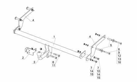 Фаркоп RN 12 для RENAULT Logan I (Dacia) 2004-2015, Автос, нагрузка 1200/75 кг. БЕЗ подрезки бампера от магазина ФаркопРос